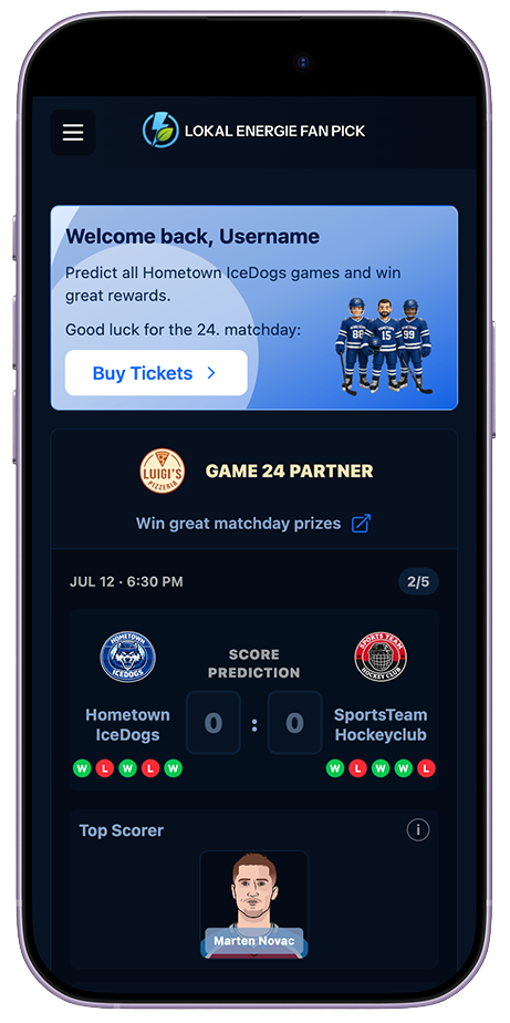 Lokal Energie Fan Pick — Eishockey-Spieltag mit Tippabgabe und Sponsor-Integration